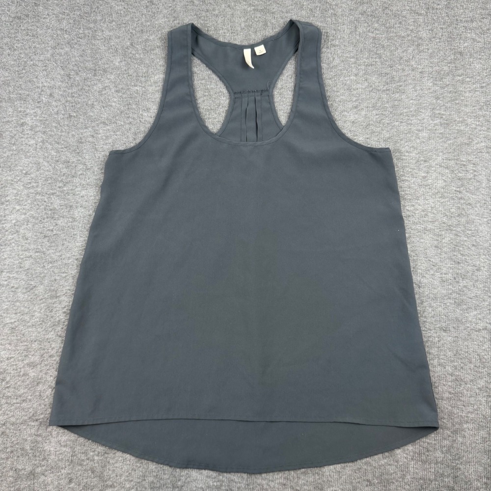 Frenchi Tank Top Womens‎ Small Gray Racerback Pleated High Low Scoop Neck Blouse